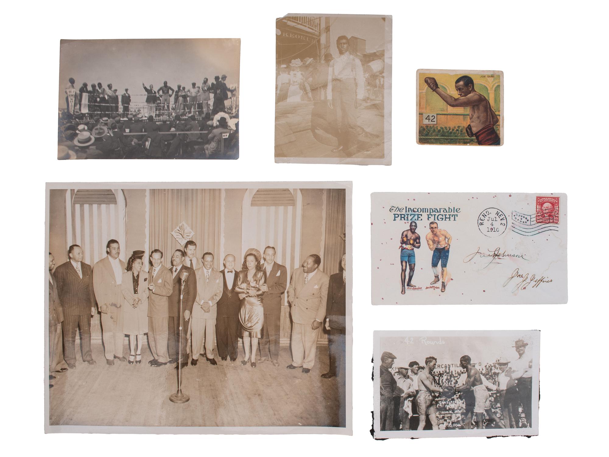 [SPORTS]. Items rel. to Af. American athletes incl. Jack Johnson, Joe Gans, & Coach Eddie Robinson.