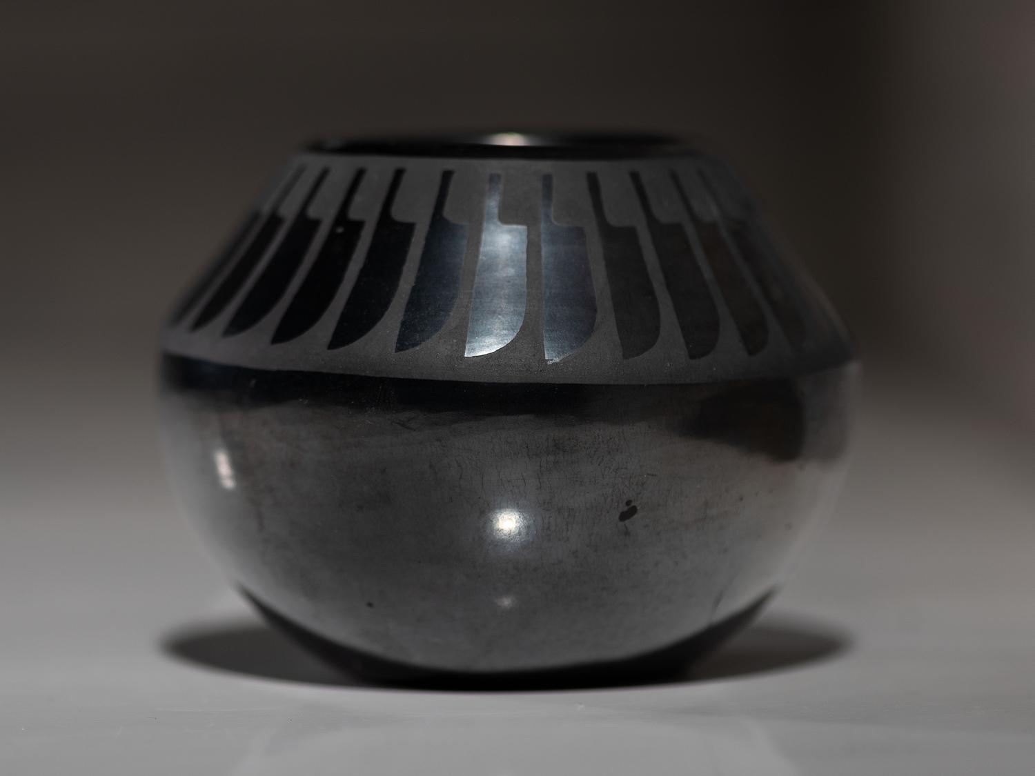 Blackware Pottery Jar, with Gunmetal Finish July 1965