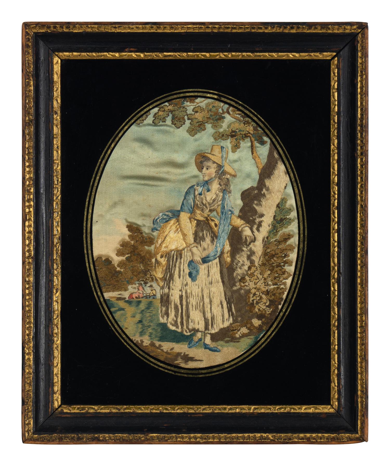 A French or English Silk Needlework Picture