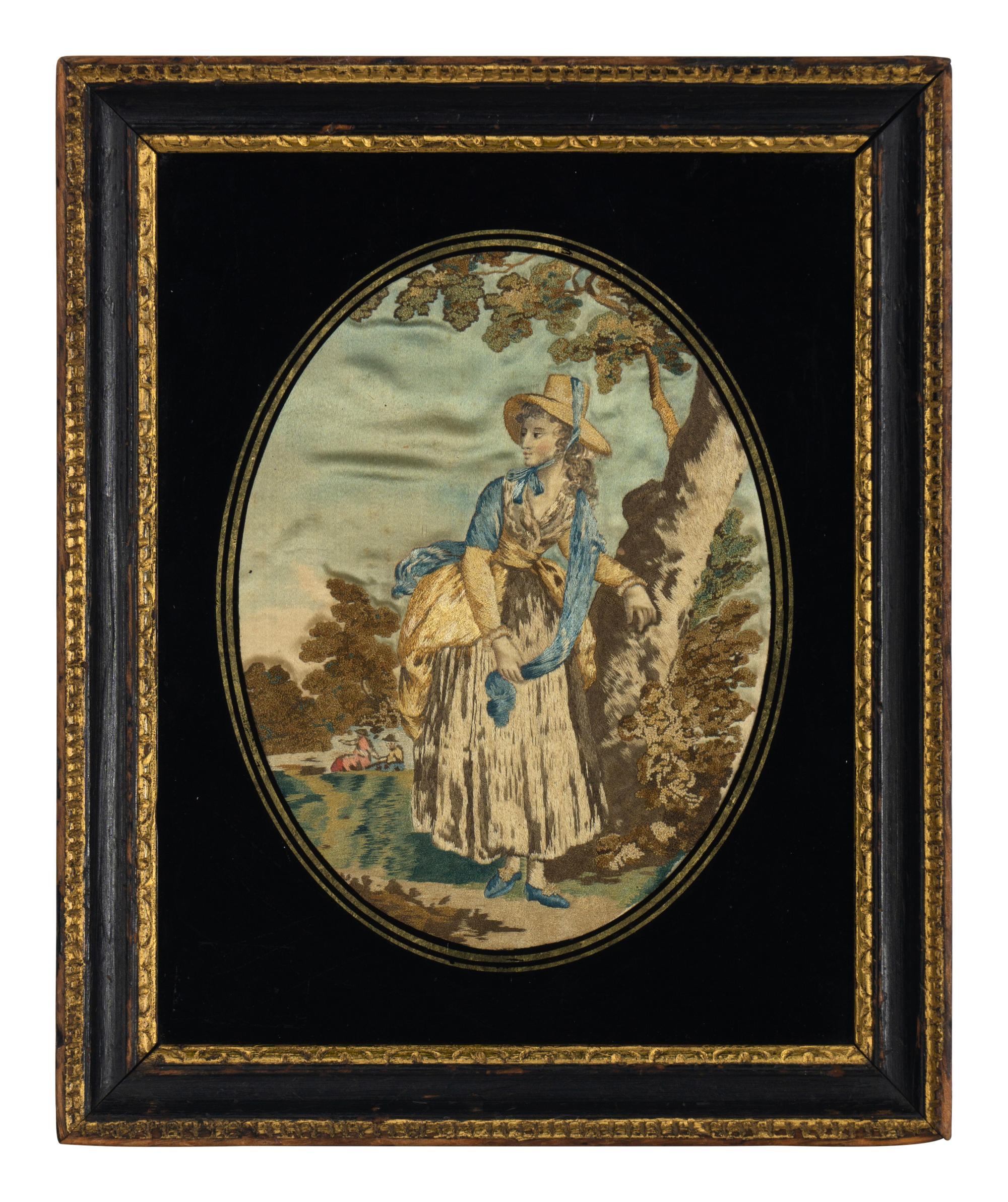 A French or English Silk Needlework Picture