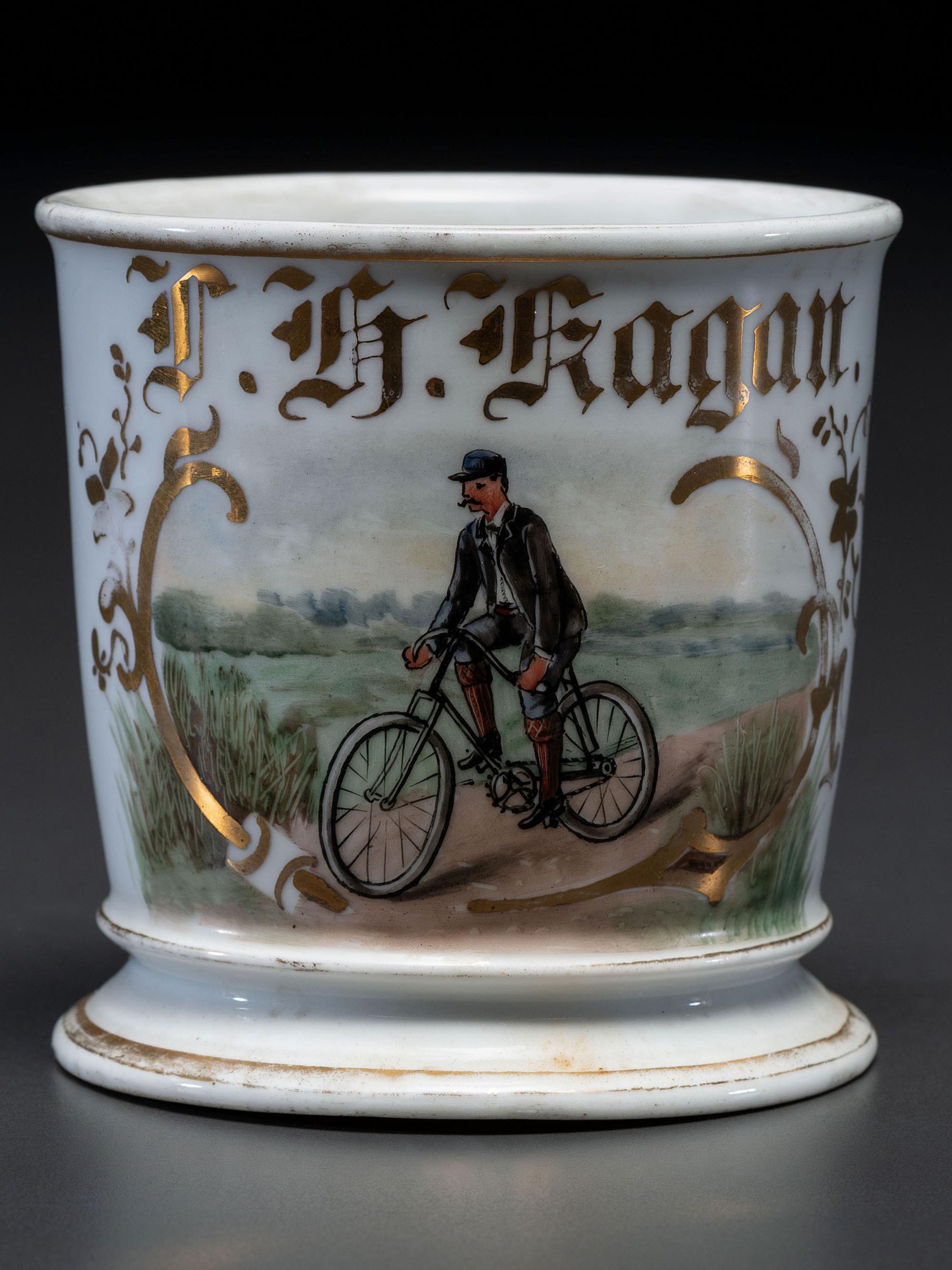 A Cyclist's Porcelain Shaving Mug