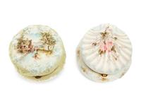 Two Wavecrest Glass Round Jewel Boxes