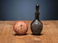 Sgraffito Pottery Perfume Container and Seed Jar