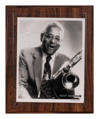 GILLESPIE, John Birks (“Dizzy”) (1917-1993). Photograph by Eddie Birch signed and inscribed (“Dizzy Gillespie”), to Ambassador Edward Joseph Perkins.