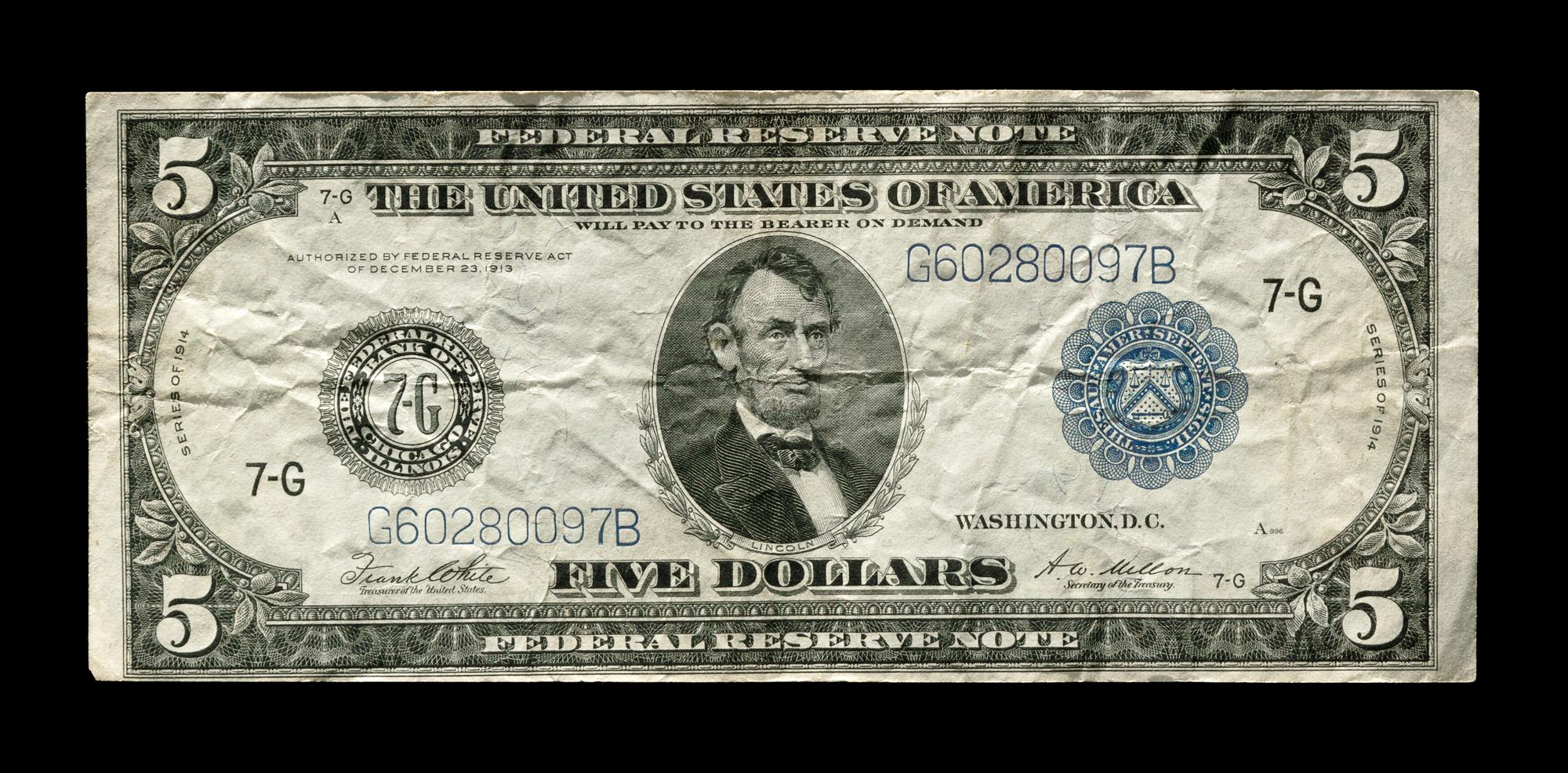 A United States Series 1914-G $5 Federal Reserve Note