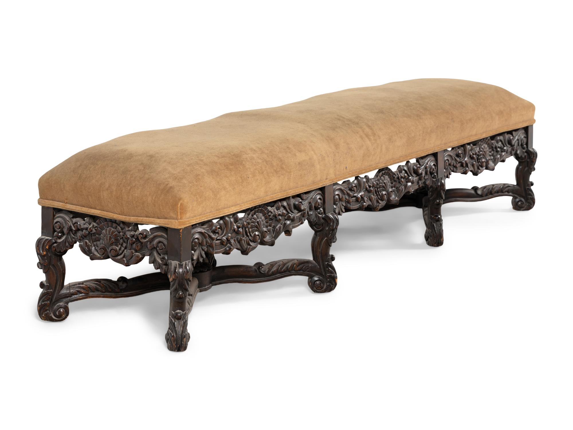 An Italian Carved Walnut Hall Bench