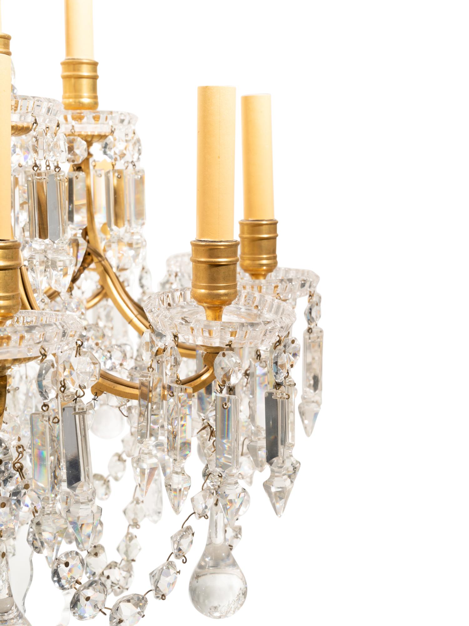 A French Gilt Bronze and Cut Glass Eighteen-Light Chandelier Attributed to Baccarat