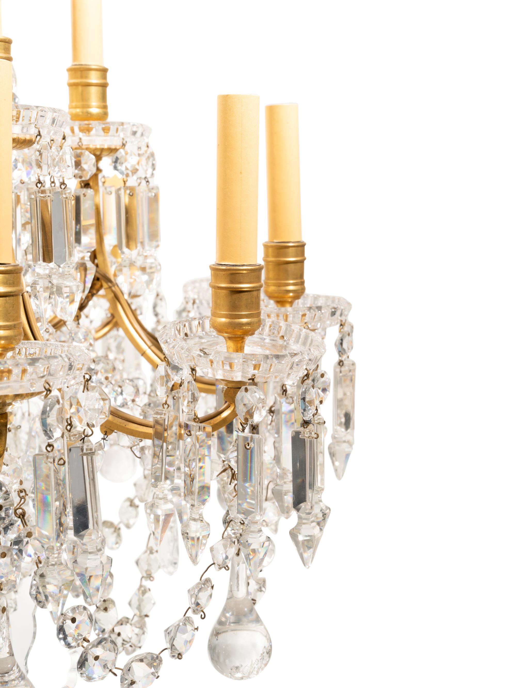 A French Gilt Bronze and Cut Glass Eighteen-Light Chandelier Attributed to Baccarat