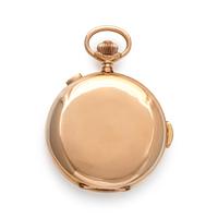 18K YELLOW GOLD QUARTER REPEATER CHRONOGRAPH HUNTER CASE POCKET WATCH