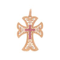 ROSE GOLD, PINK SAPPHIRE, DIAMOND AND MOTHER OF PEARL CROSS PENDANT