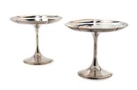 A Pair of American Sterling Silver Compotes, Kalo, Height 6 inches.