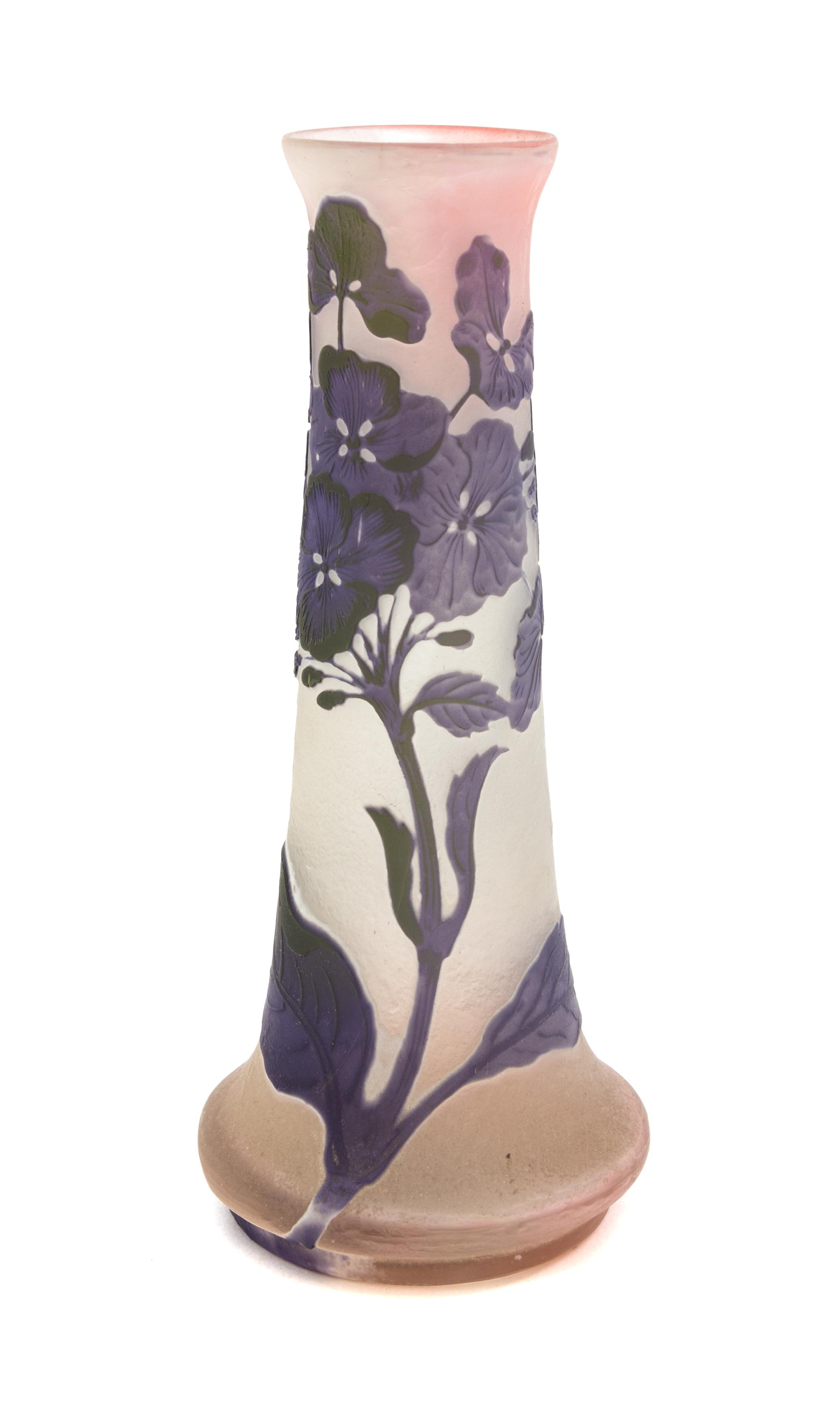 A Galle Cameo Glass Vase Height 9 1/2 inches.