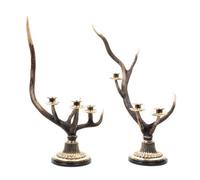 A Pair of English Horn Three Light Candelabra Height 23 5/8 inches. — LATE 20TH CENTURY