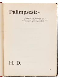 DOOLITTLE, Hilda ("H. D.") (1886-1961). Palimpsest. Boston and New York: Houghton Mifflin Company, 1926.