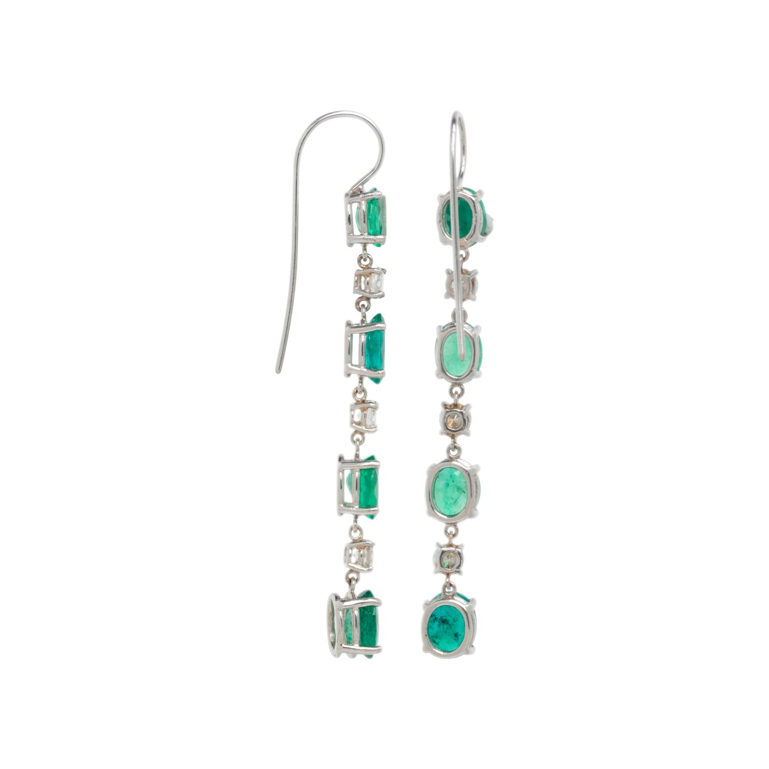 EMERALD AND DIAMOND PENDANT EARRINGS