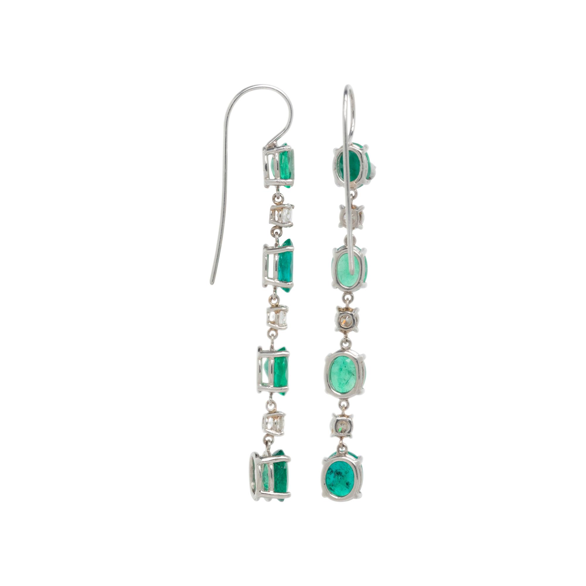 EMERALD AND DIAMOND PENDANT EARRINGS