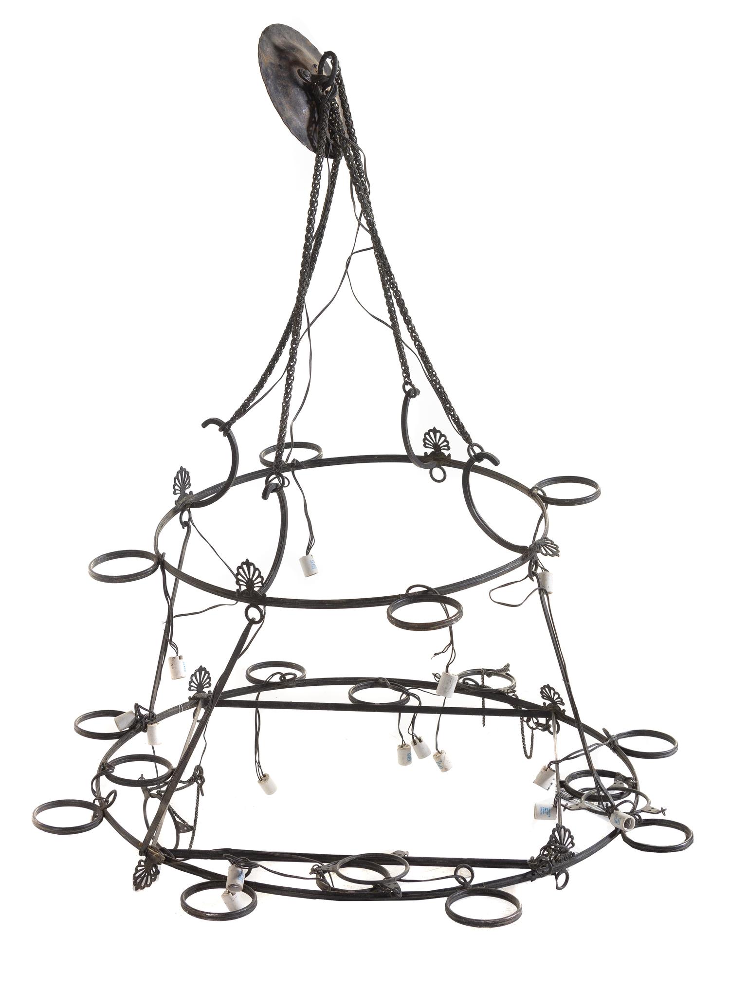 A Wrought Metal Chandelier Diameter 35 inches. — 20TH CENTURY