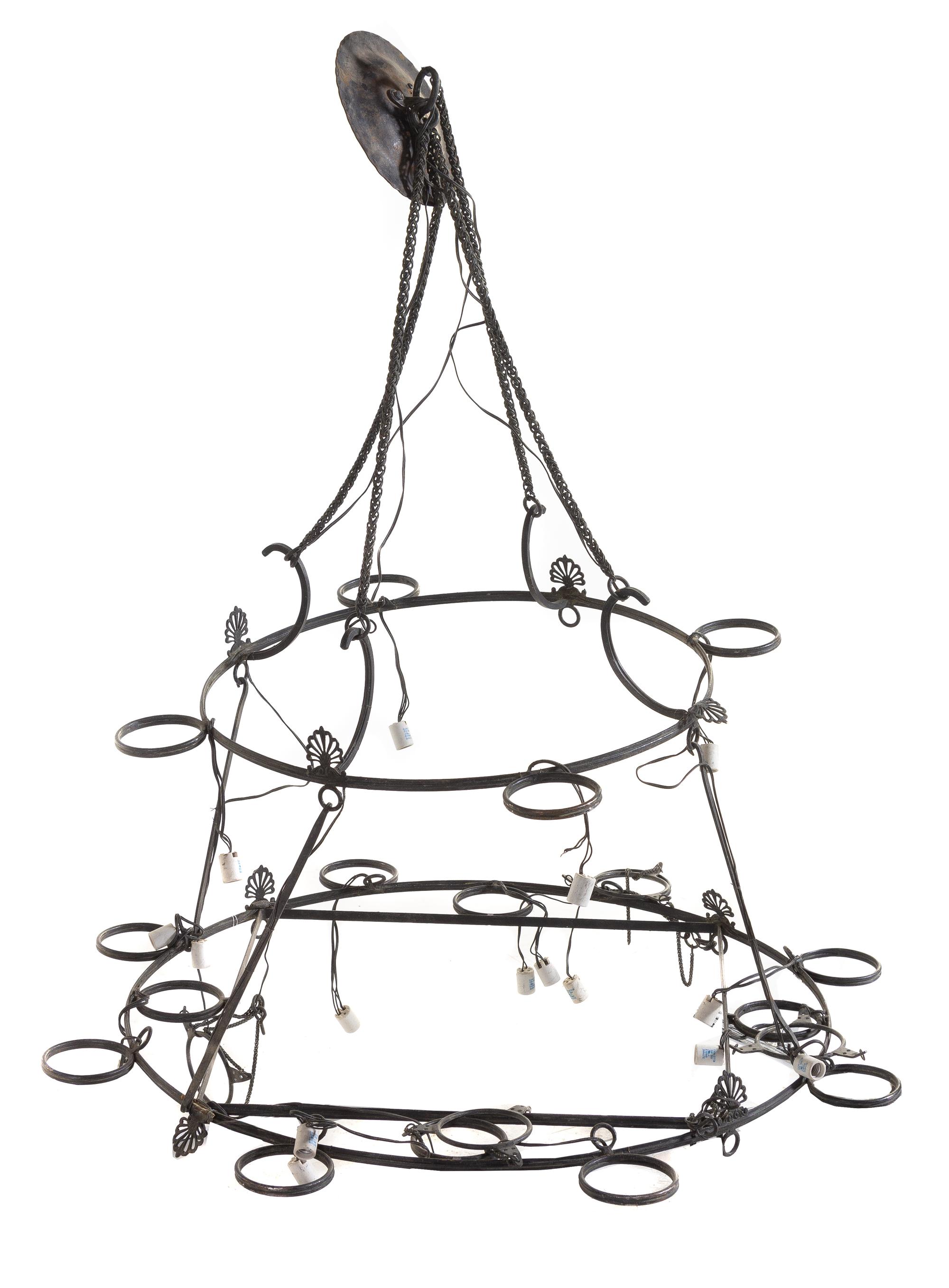 A Wrought Metal Chandelier Diameter 35 inches. — 20TH CENTURY