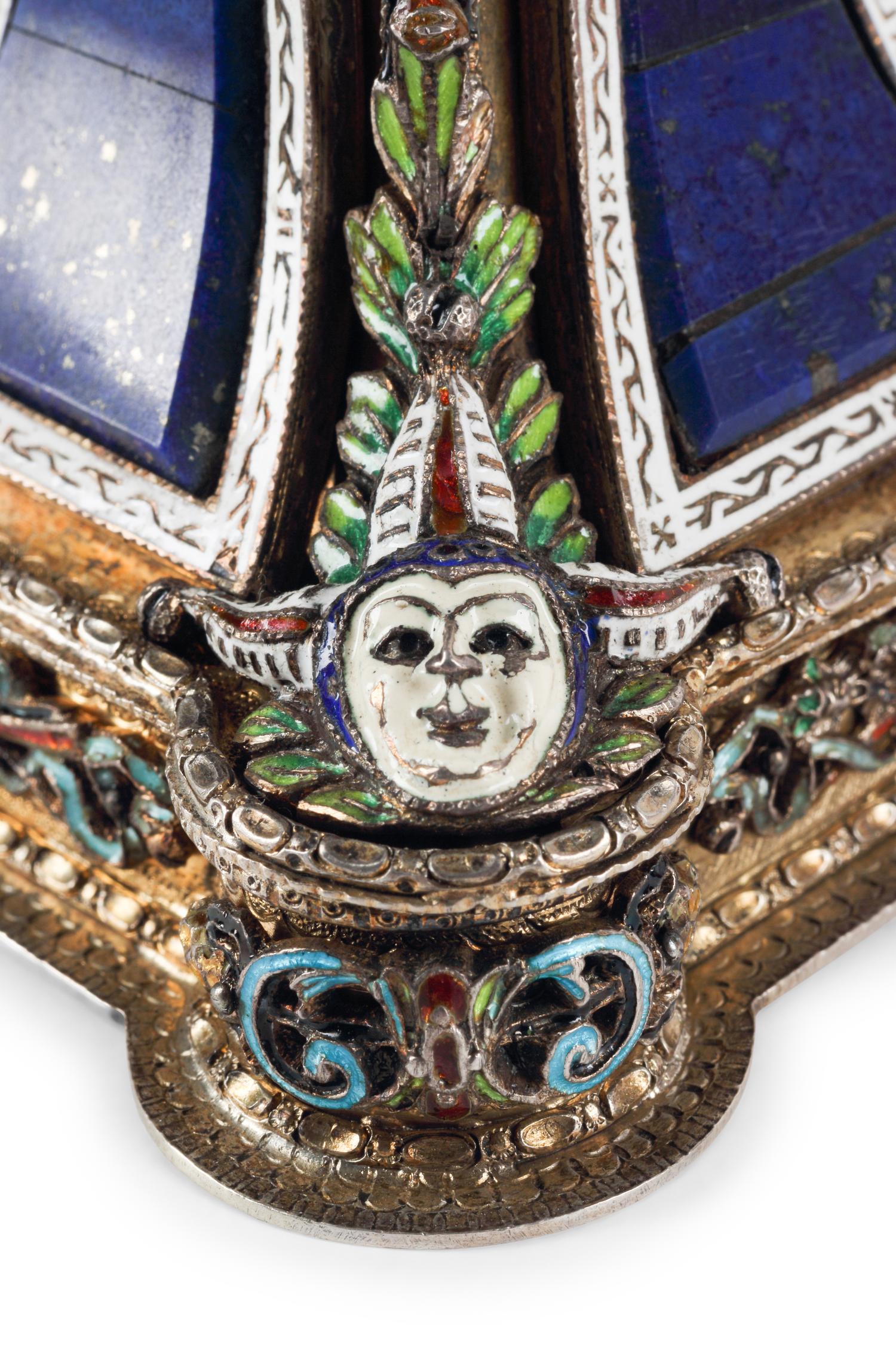 An Austrian Silver, Enamel and Hardstone Mounted Figure of a Drummer Clown