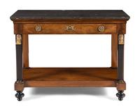 An Empire Style Mahogany Marble-Top Pier Table