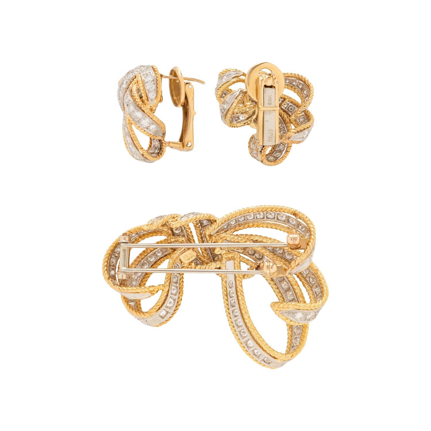 BICOLOR GOLD AND DIAMOND DEMI PARURE