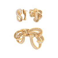 BICOLOR GOLD AND DIAMOND DEMI PARURE