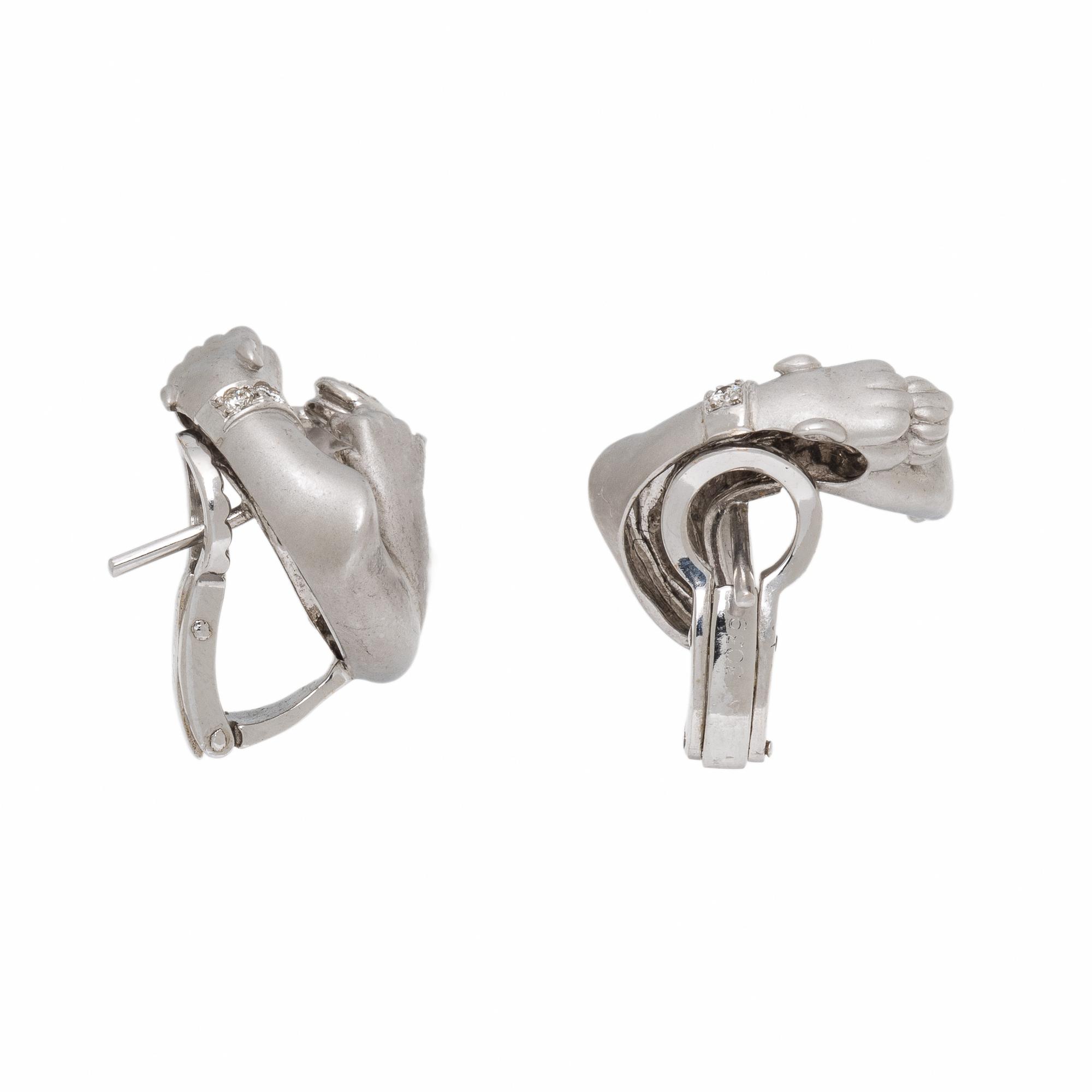 White Gold and Diamond Panther Earrings