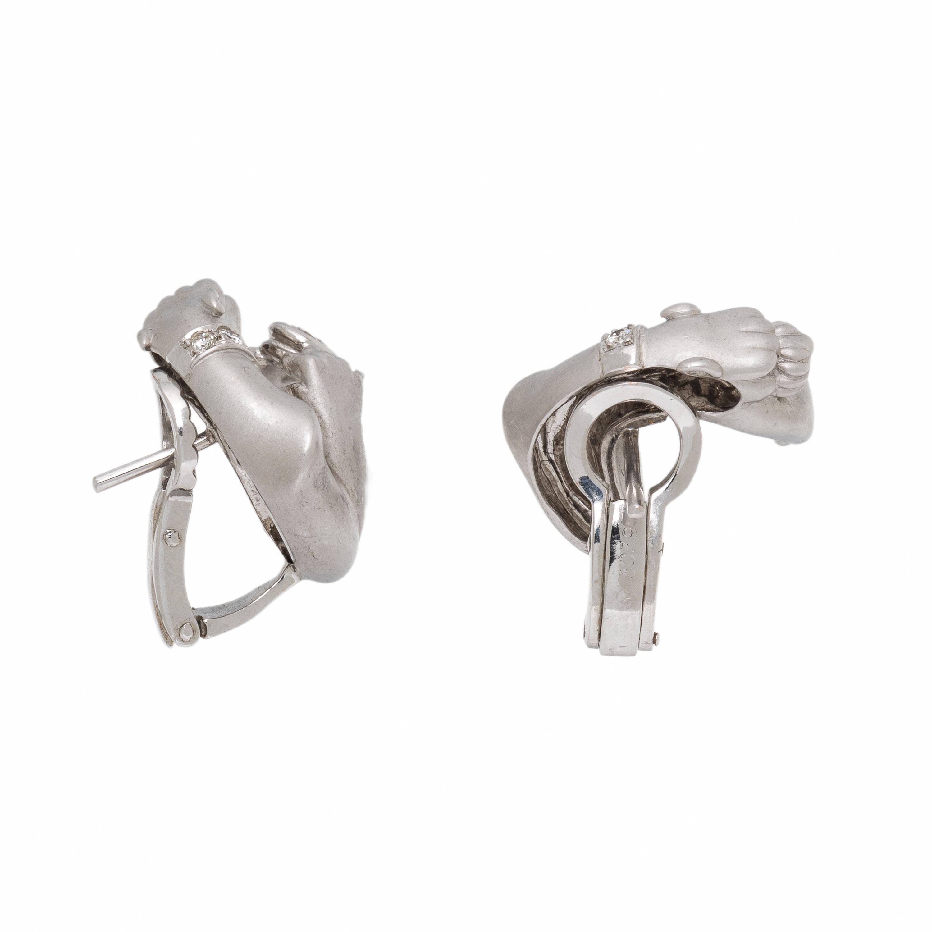 White Gold and Diamond Panther Earrings