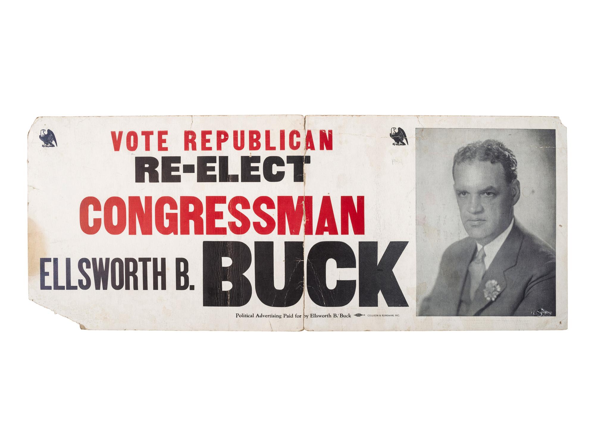 [WORLD WAR II]. A group of 3 items, highlighted by "Congressional War Parents Association" medallion presented to Ellsworth B. Buck for the loss of his son, 1st Lieutenant Orlando J. Buck.