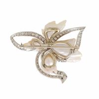 Ruser, Baroque Cultured Pearl, Diamond, White Gold, and Platinum Brooch