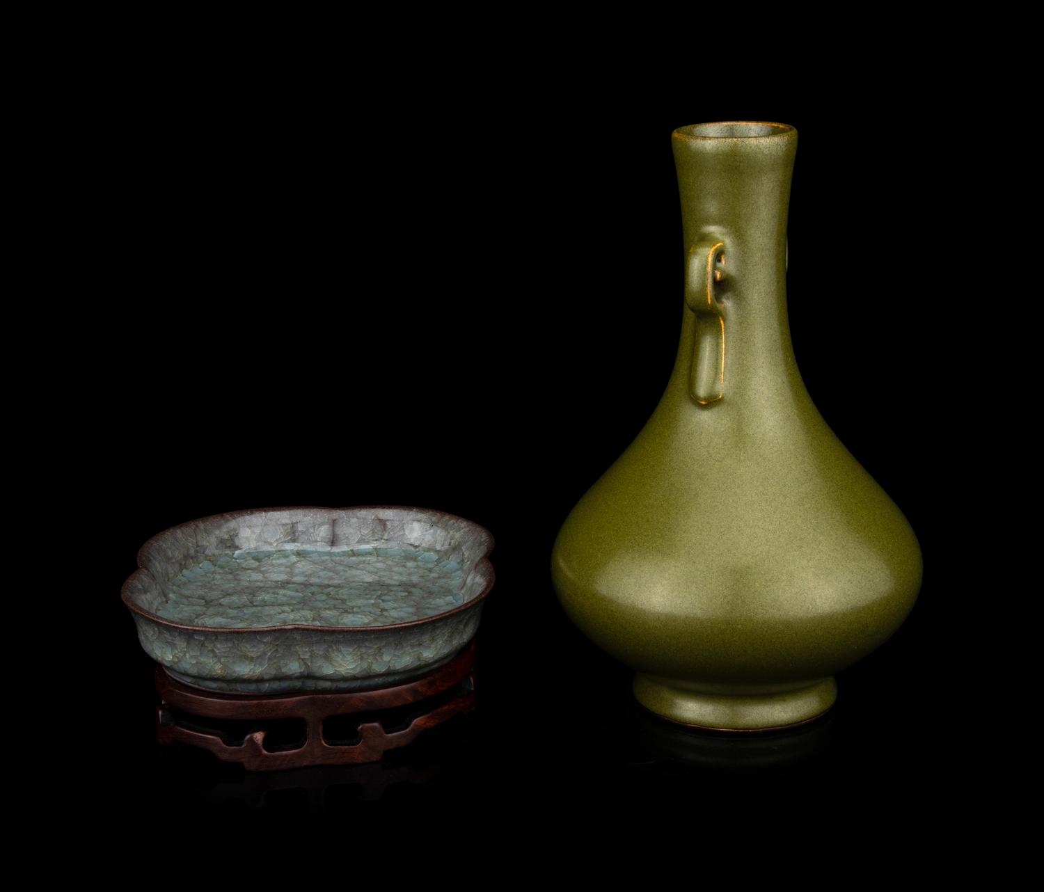 Two Chinese Monochrome Porcelain Articles