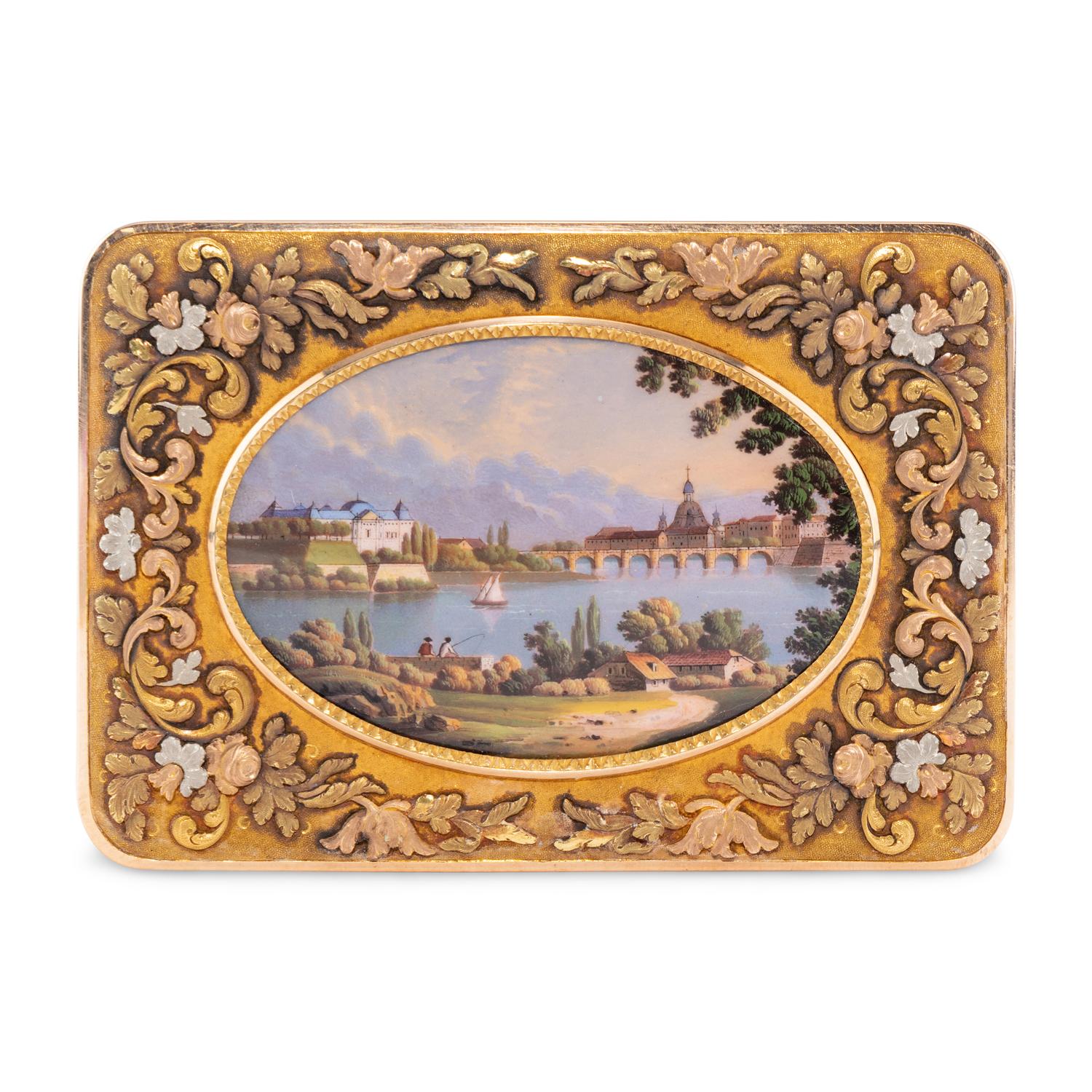 A German Multi-Colored Gold and Enamel Decorated Snuff Box