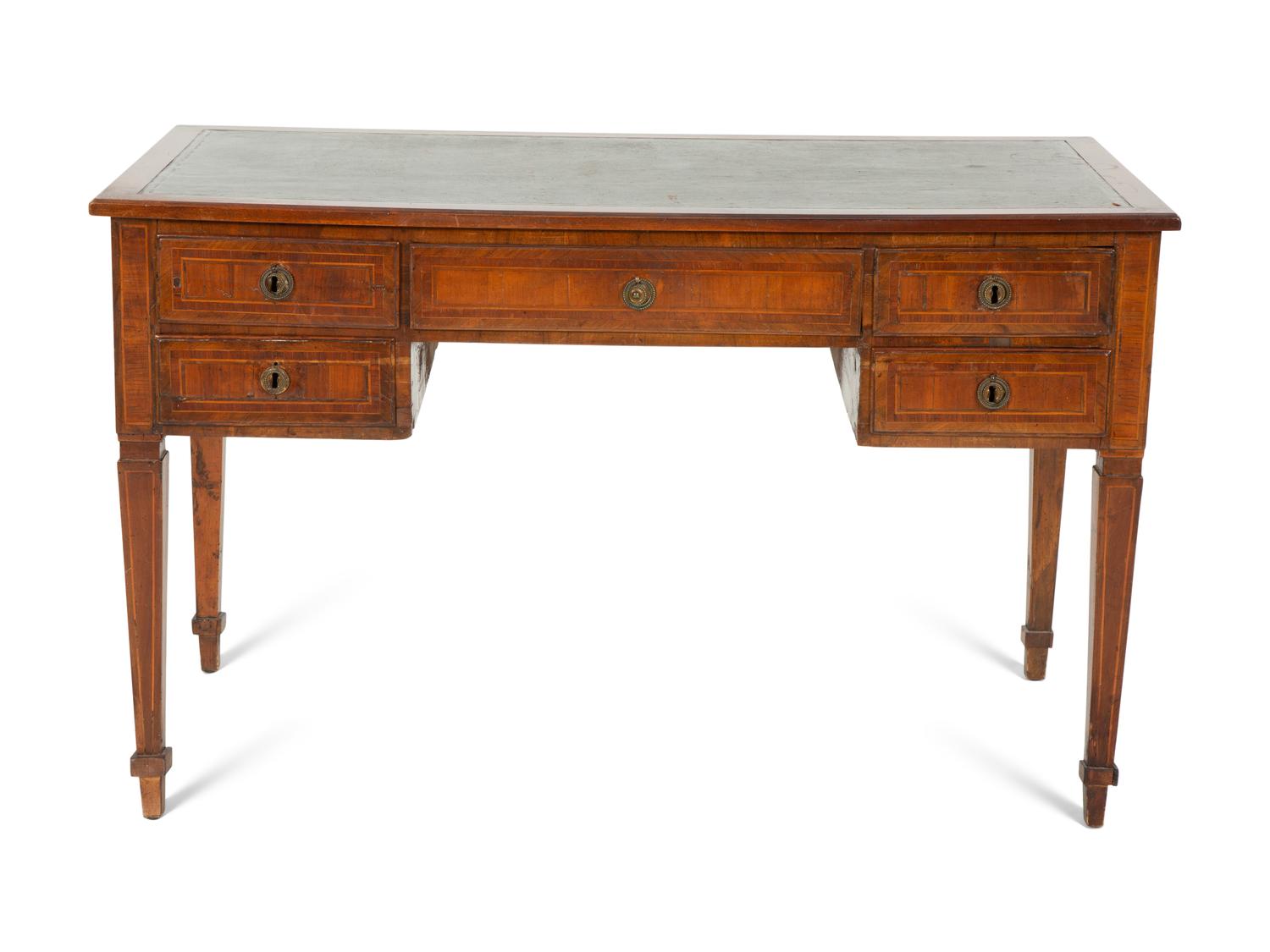 A Louis Phillippe Fruitwood Writing Table with Inset Green Leather Top