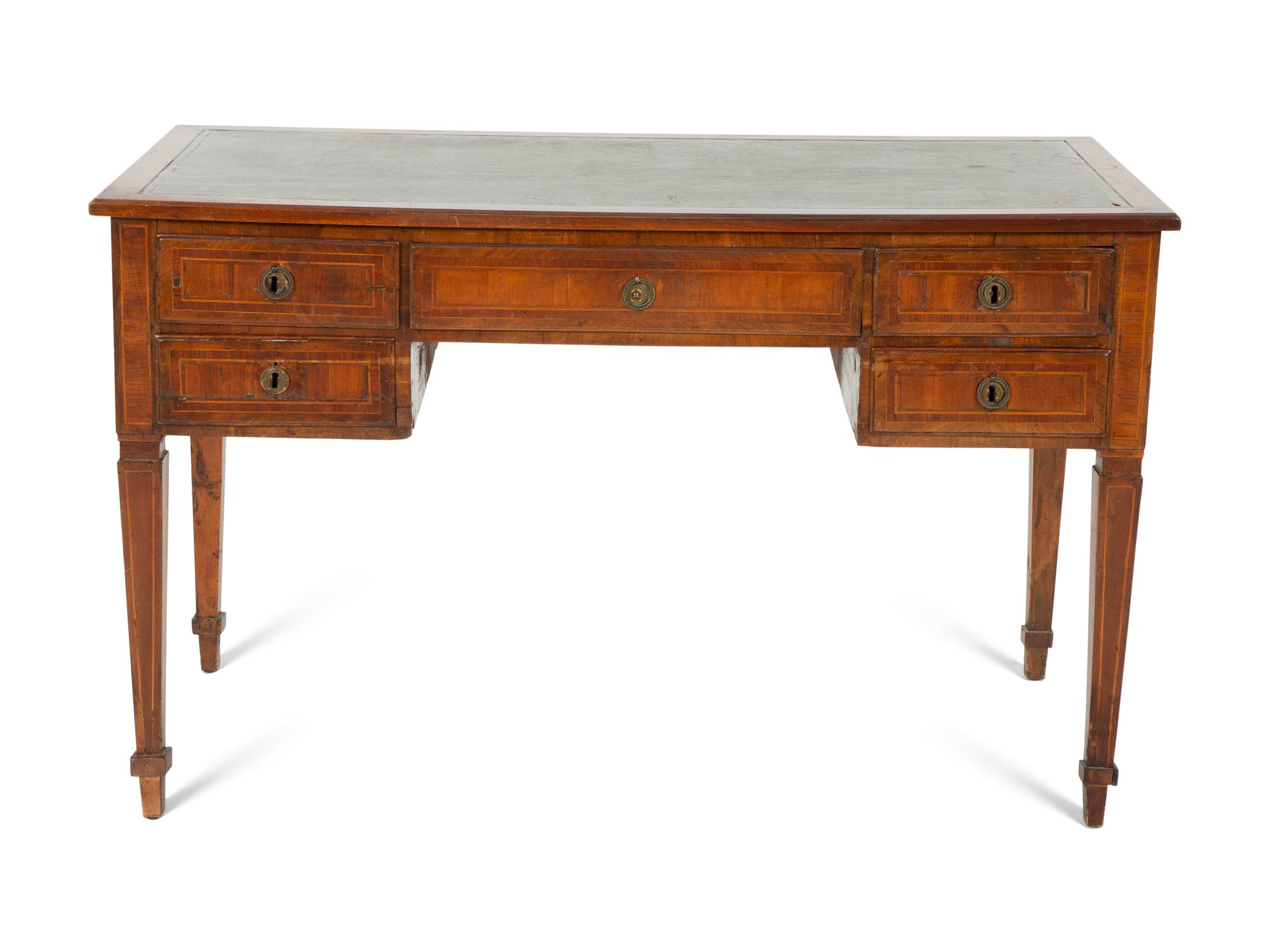 A Louis Phillippe Fruitwood Writing Table with Inset Green Leather Top