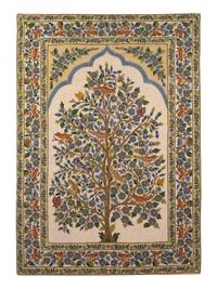 An Indian Crewelwork Copy of a Tree of Life Pattern Prayer Rug