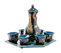 A Set of Eight Chinese Cloisonné Enamel 'Dragon and Phoenix' Wine Ewer and Cups