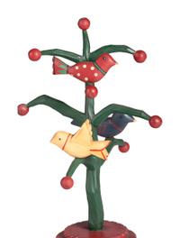Five Carved and Painted Wood Folk Art Bird Trees