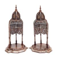 A Pair of Moorish Style Marquetry Wall Brackets