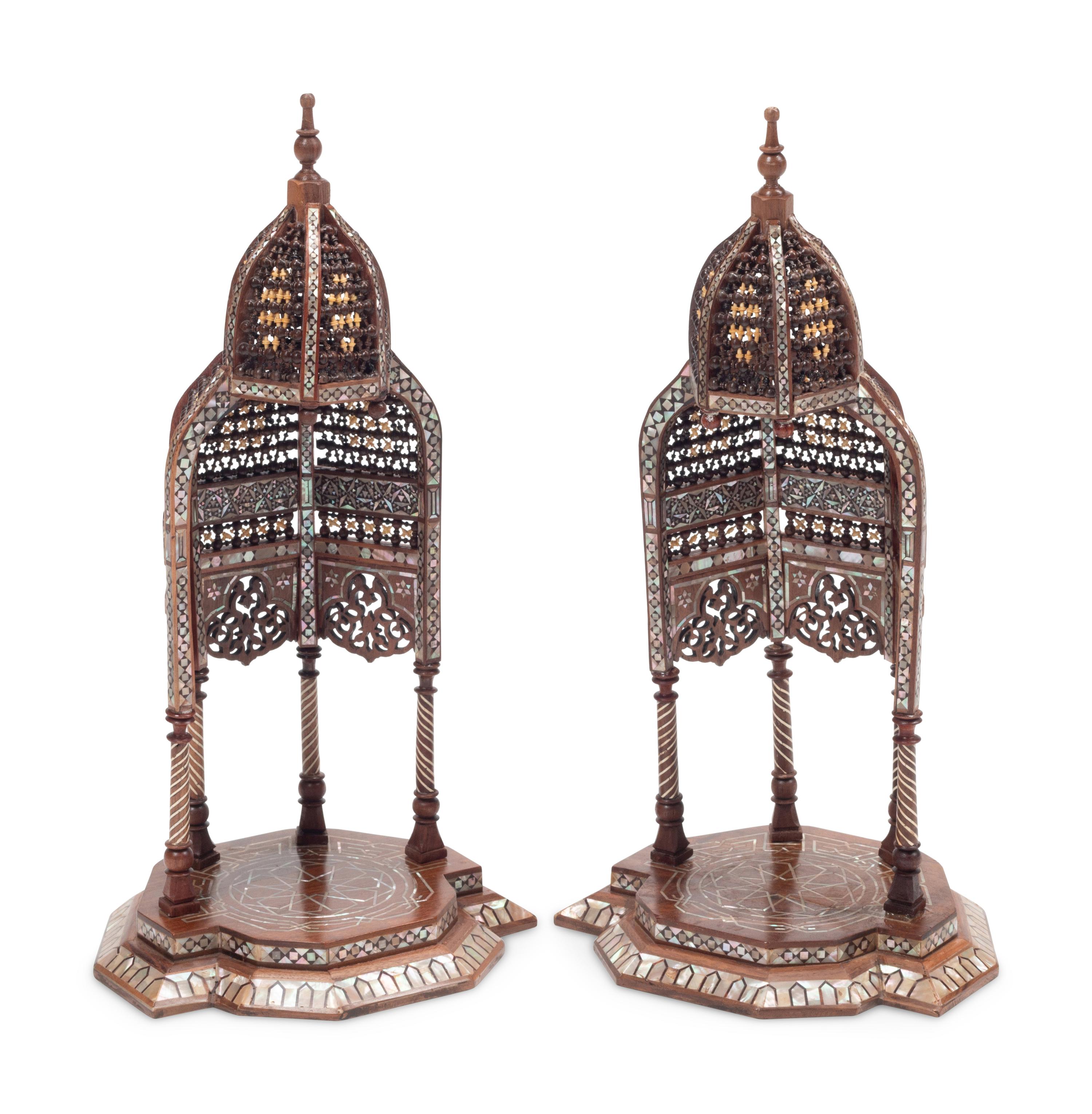 A Pair of Moorish Style Marquetry Wall Brackets