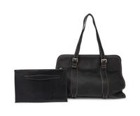 Prada Black Leather Tote and Black Python Zip Clutch
