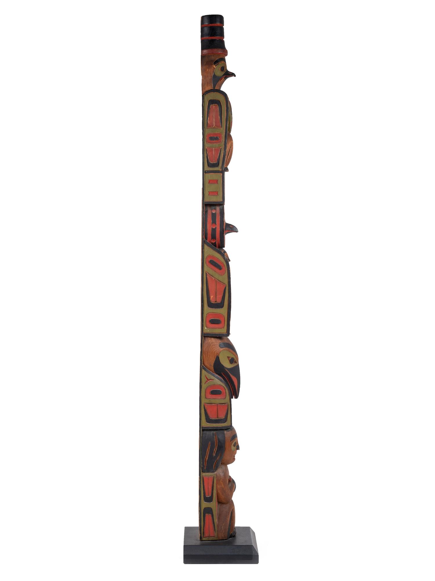 Tlingit Polychrome Carved Totem Pole