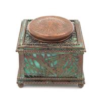 A Tiffany Studios Bronze Inkwell Width 4 1/4 inches.