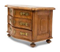 A French Walnut Marquetry Miniature Bow Front Commode