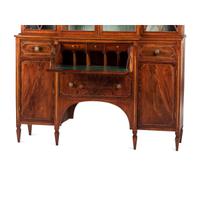 A Federal Parcel Gilt Mahogany, Holly and Ebony Breakfront Gentleman's Desk-and-Bookcase