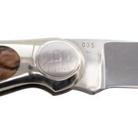 Jimmy Lile Button Lock Folding Knife with Staghorn Grips, No Dot Mark, and Engraved Patent Mark