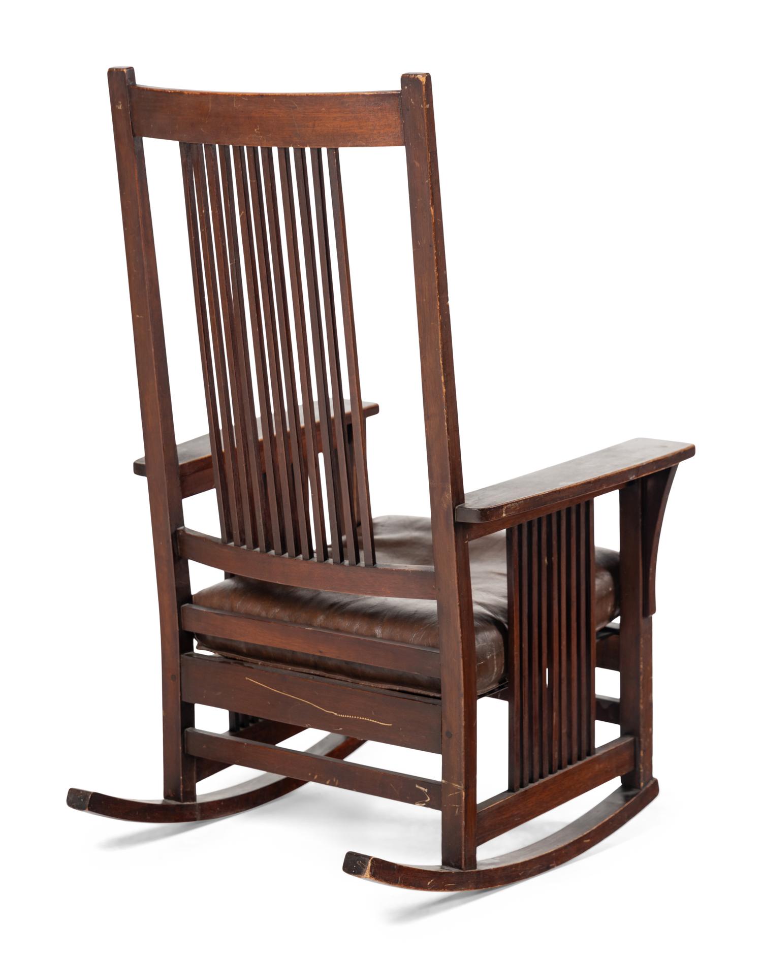 A Stickley Style Oak Rocking Arm Chair