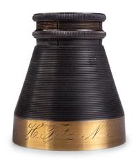 A group of 25 telescope parts highlighted by "H. Fitz NY" eyepiece, found in the workshop of George W. Fitz, Peconic, New York.