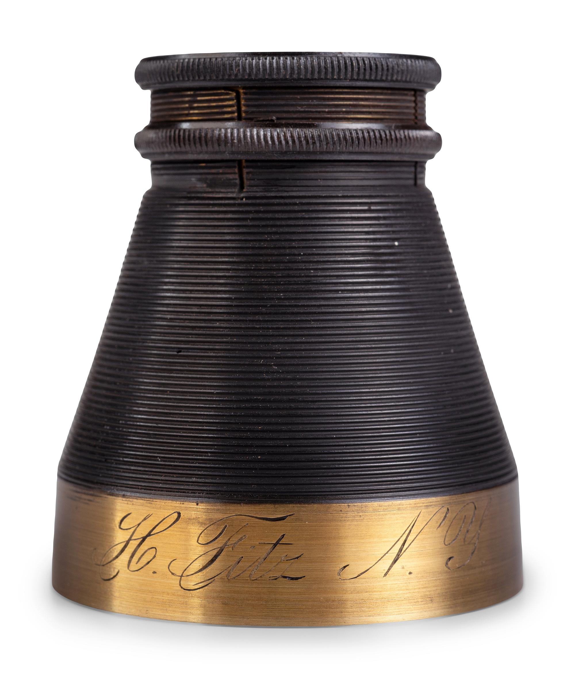 A group of 25 telescope parts highlighted by "H. Fitz NY" eyepiece, found in the workshop of George W. Fitz, Peconic, New York.