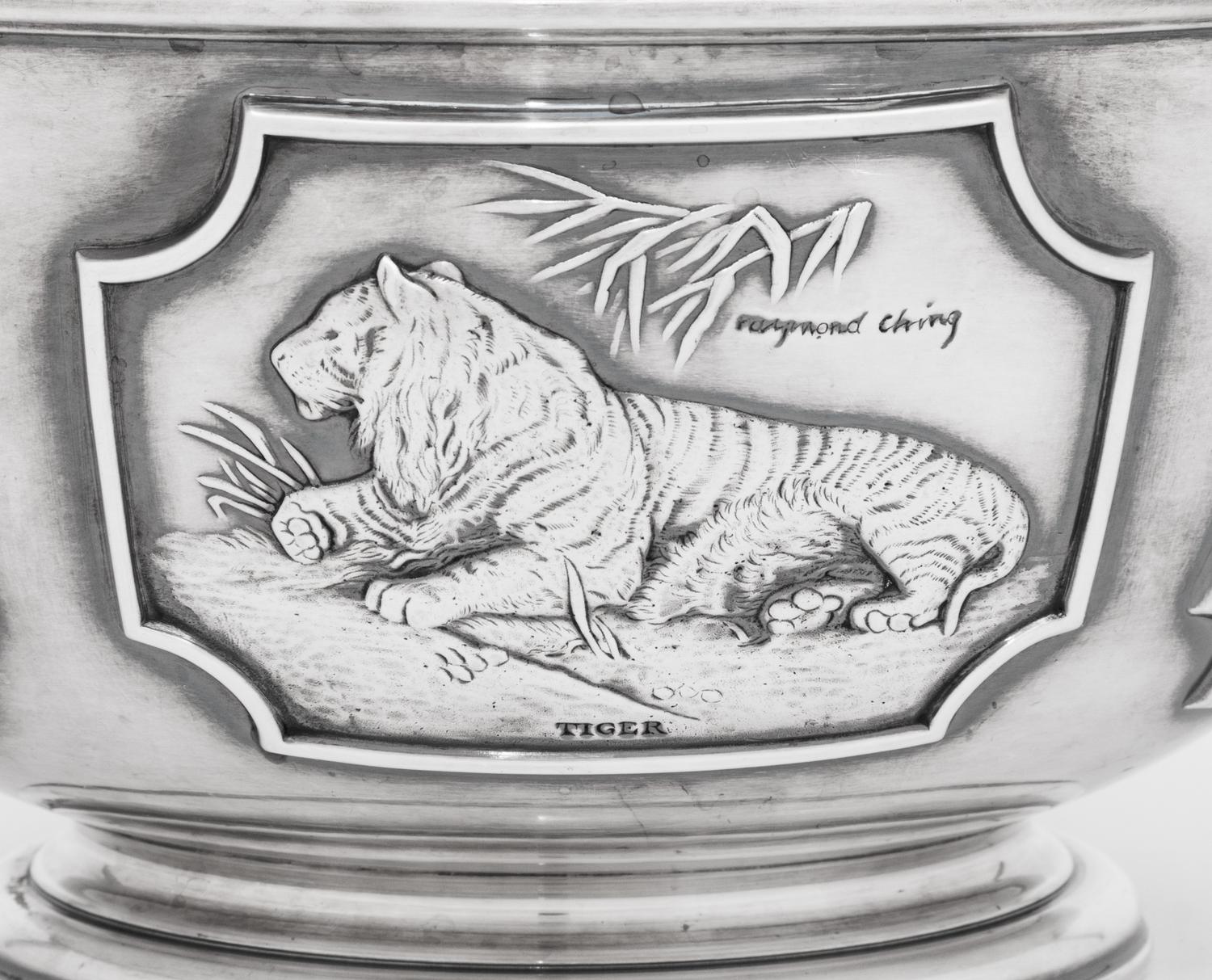 An English Silver Limited Edition World Wildlife Fund Center Bowl