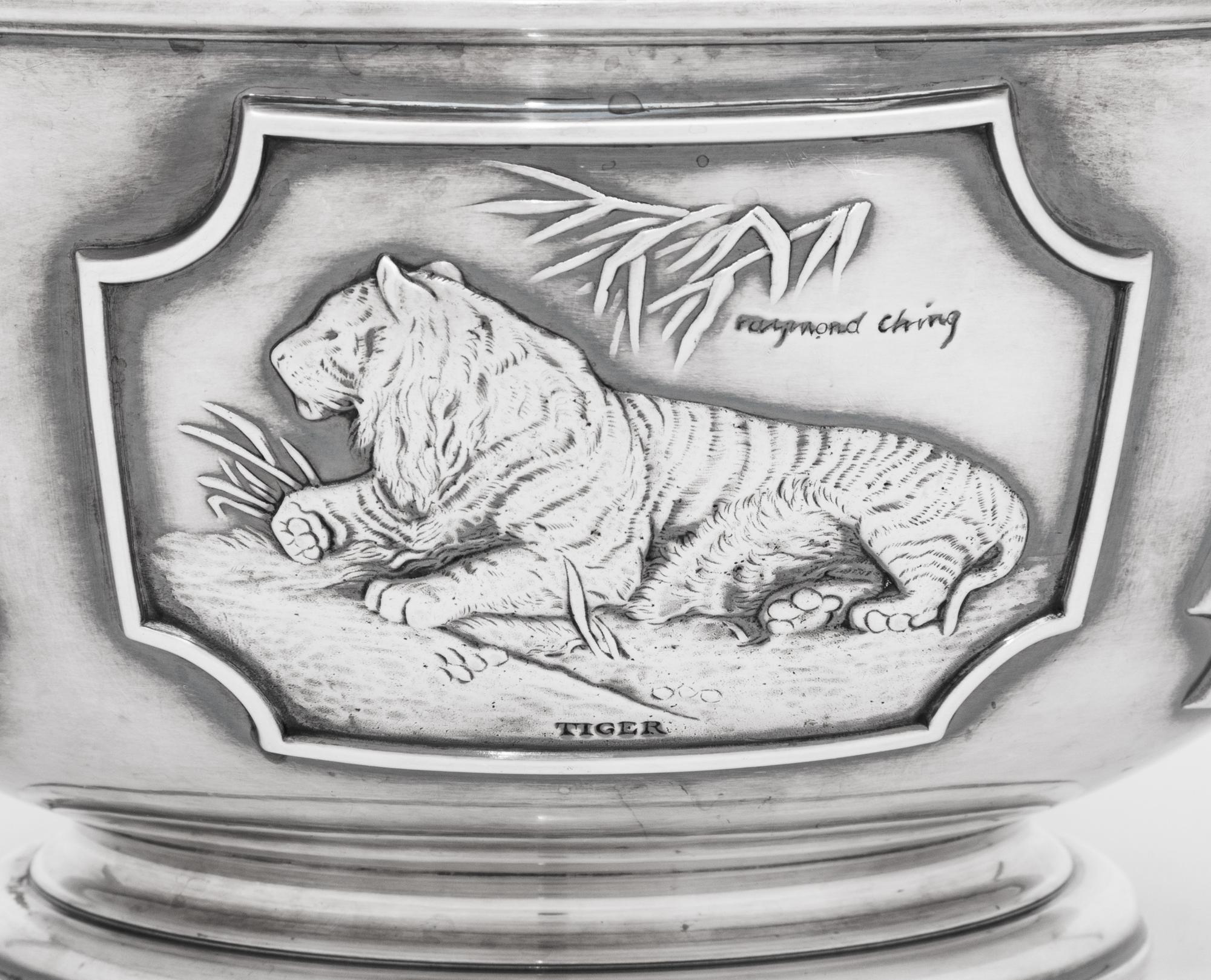 An English Silver Limited Edition World Wildlife Fund Center Bowl